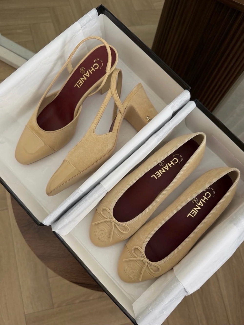 Chanel Beige Suede Slingback Pump | Size 38